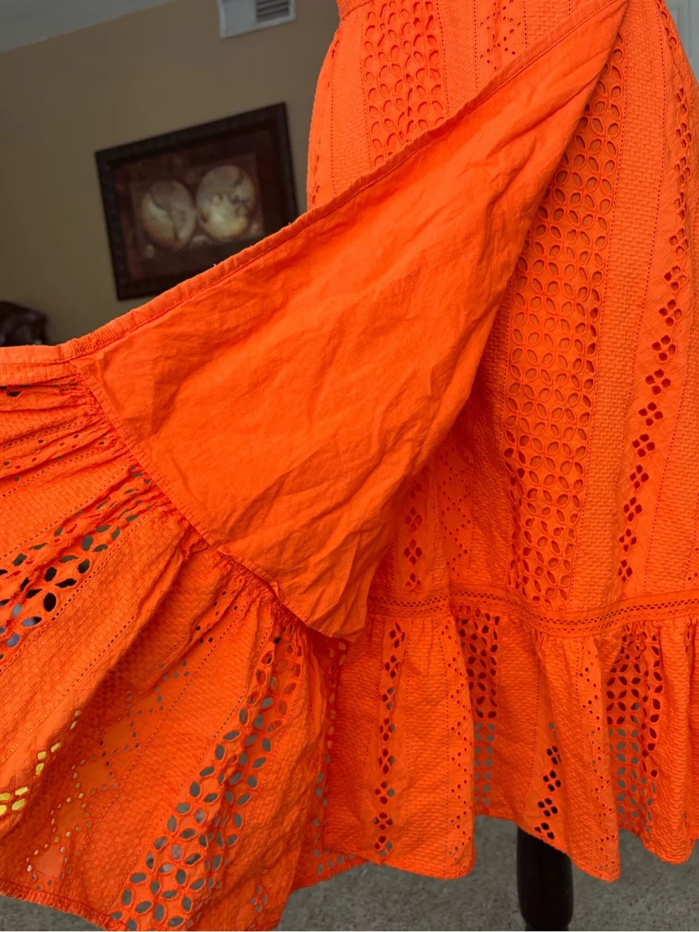J Crew Women's Orange Eyelet Wrap Dress size 4